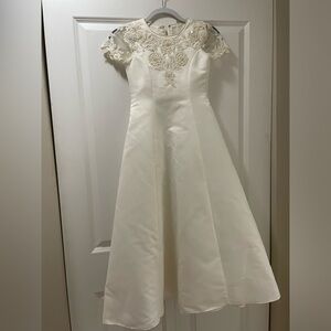 Michangelangelo White Formal Party Dress Youth 8 Embroidered Embellished